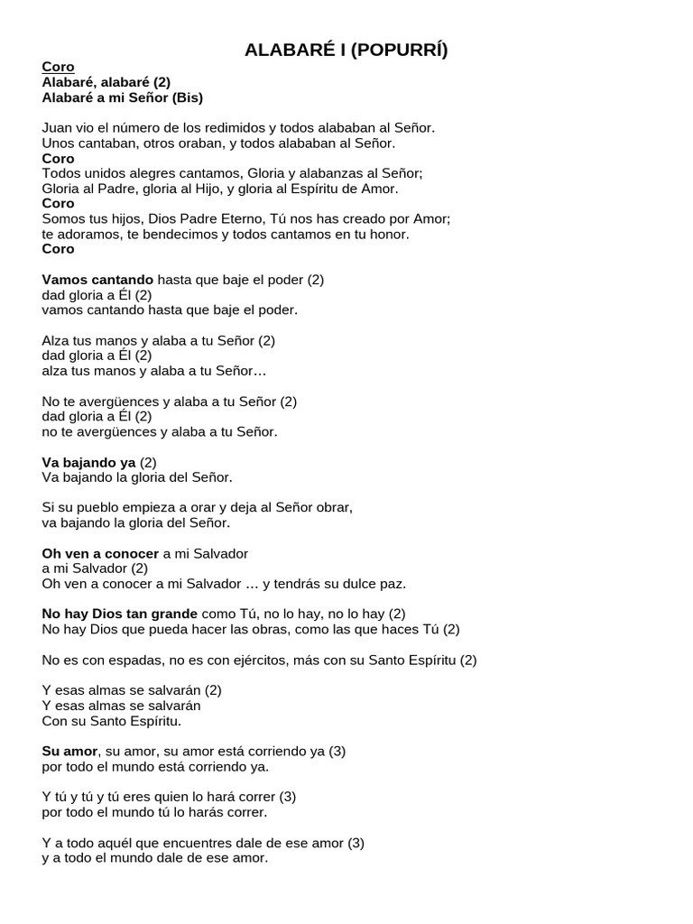 Alabanzas Cristianas: Alabaré a Mi Señor | PDF