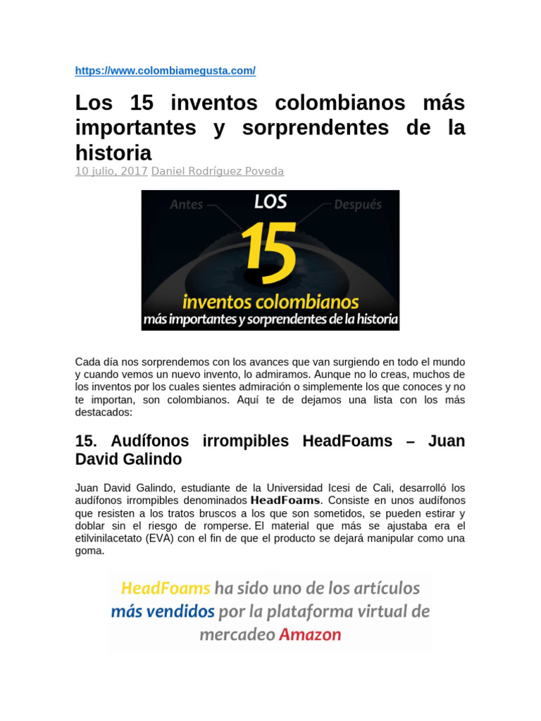 15 Inventos Colombianos Sorprendentes | PDF | Robot | Robótica