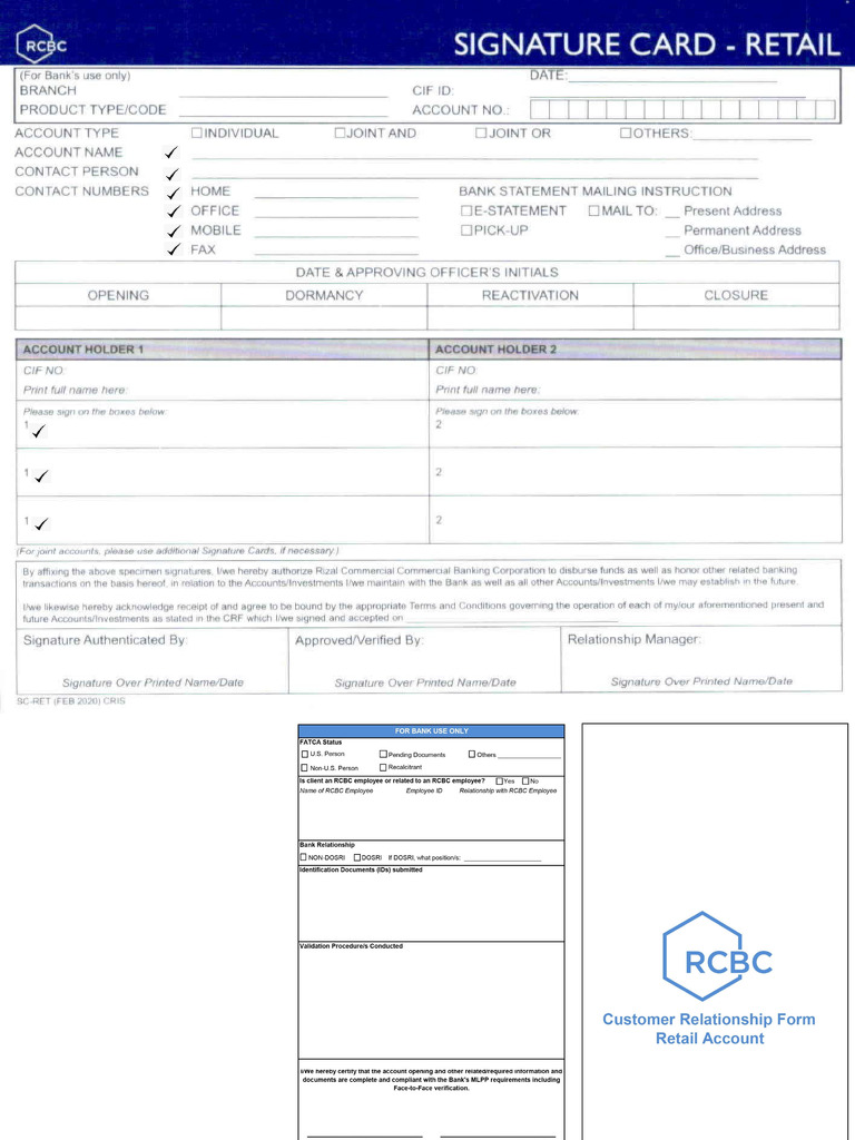RCBC Form 101922 | PDF