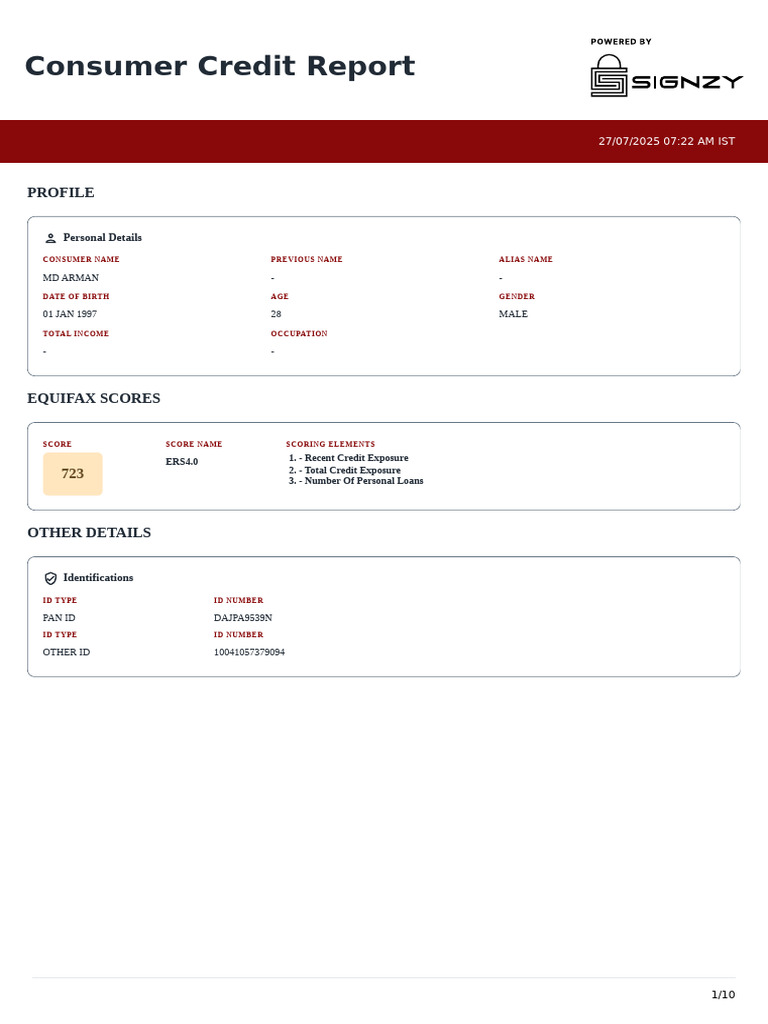 Credit Report 1 | PDF | Credit | Finance & Money Management
