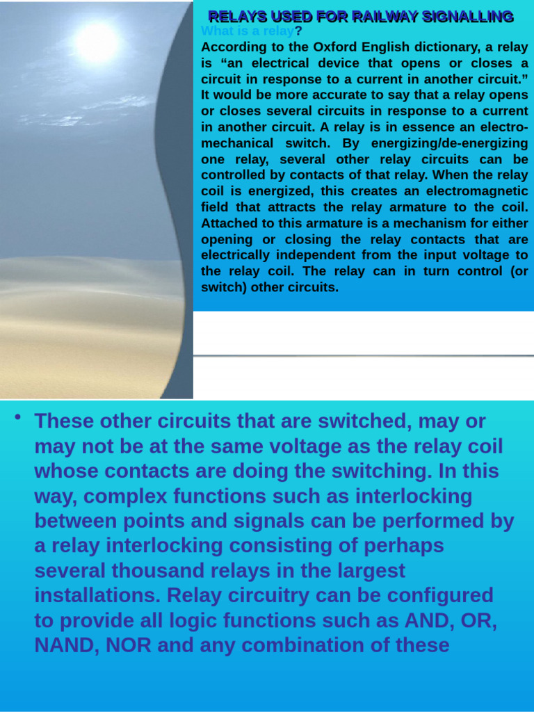 Railway Signalling Relays Explained | PDF | Relay | Alternating Current