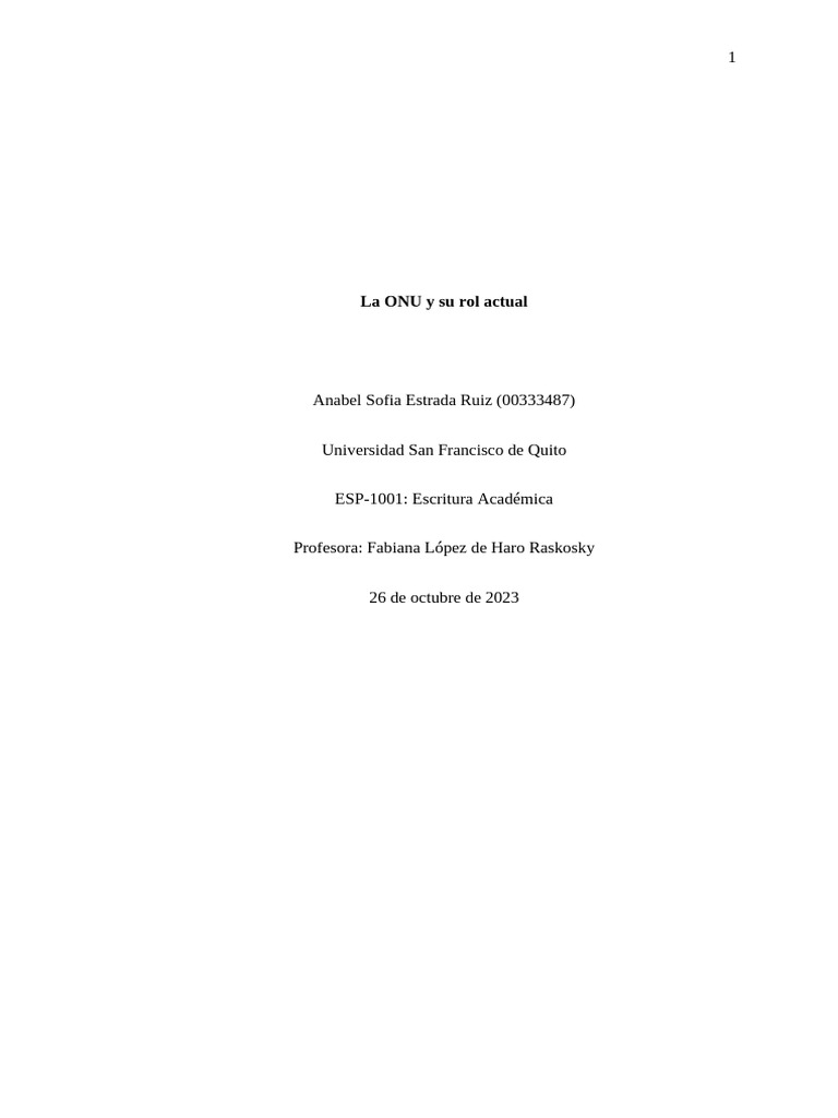 El rol actual de la ONU y sus desafíos | PDF | Naciones Unidas ...
