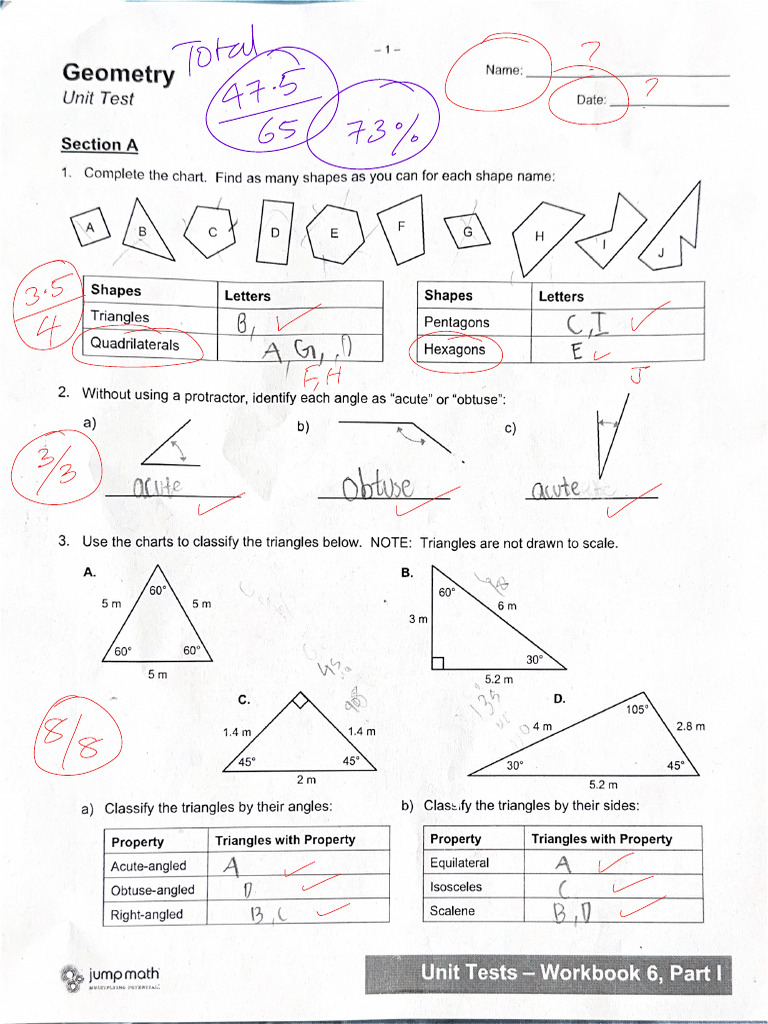 Geometry - Unit Test - Page 93-121 - GRADED | PDF