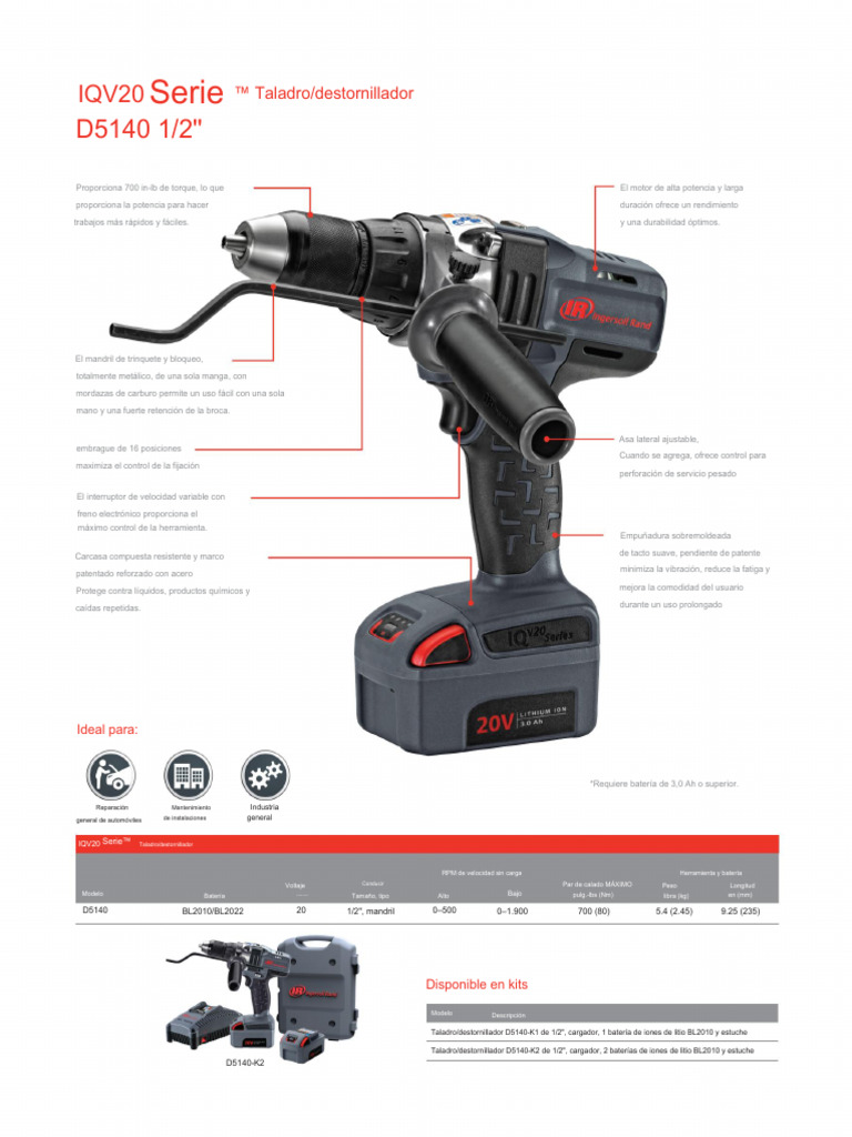 Taladro/Destornillador D5140 IQV20 1/2