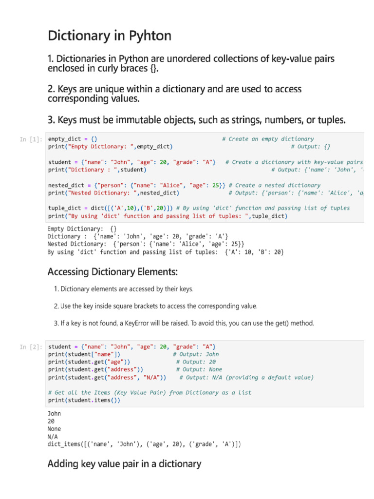 Dictionary in Python | PDF