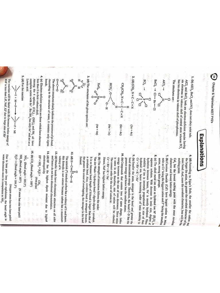 Chemical Bonding PYQs Solution | PDF