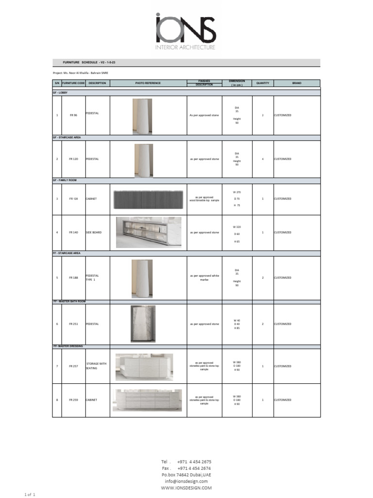 SNRE Furniture Schedule - Custom Items - V2 07-06-23 | PDF | Bathroom ...