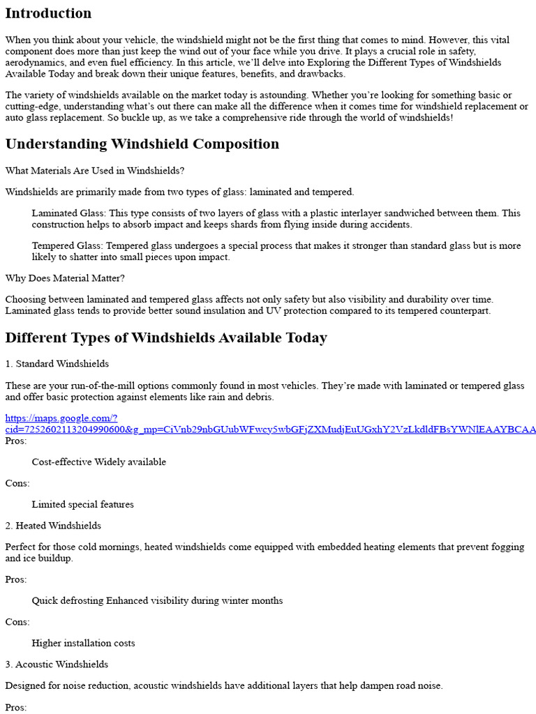 Exploring The Different Types of Windshields Available Today 173455 ...