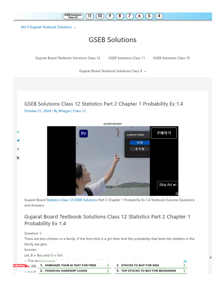 Gsebsolutions Com Gseb Solutions Class 12 Statistics Part 2 Chapter 1 ...