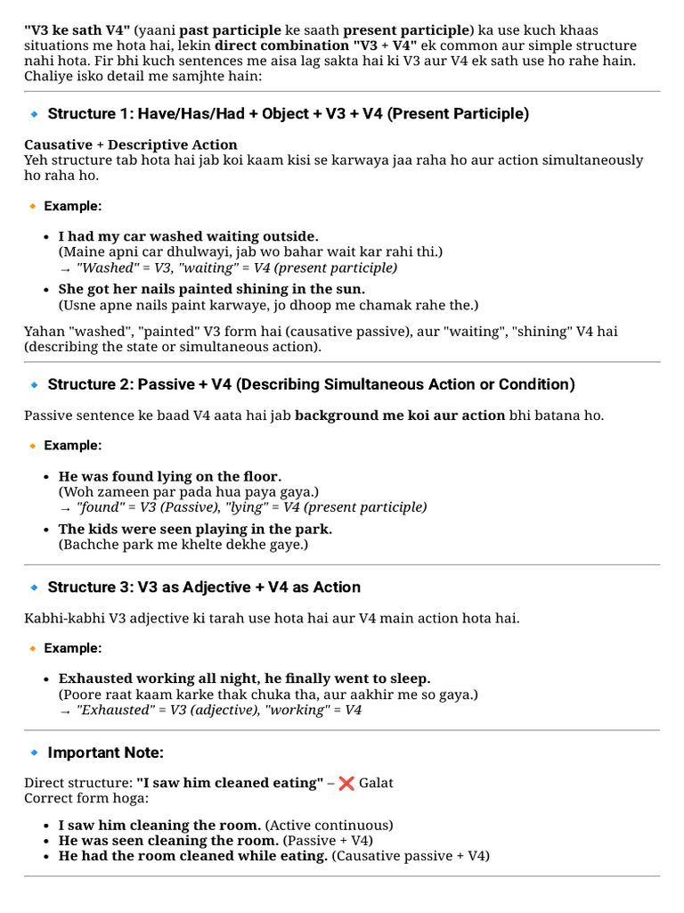 Using V3 with V4 in Sentences | PDF | Syntax | Linguistics