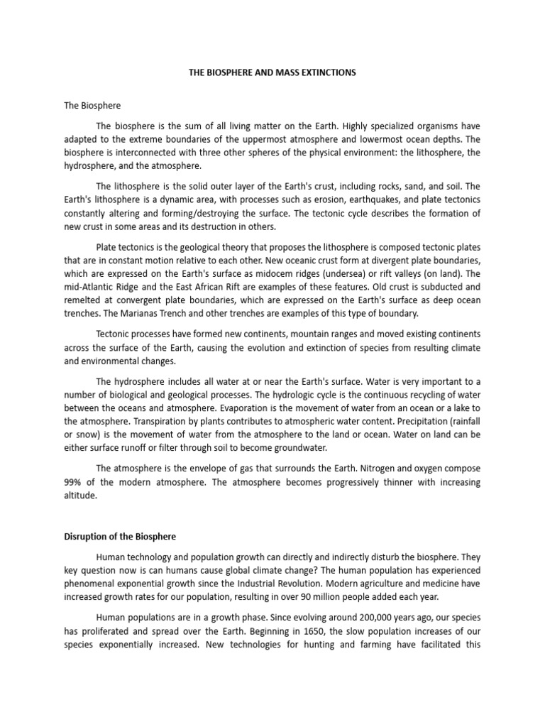 Biosphere Disruption and Extinction Risks | PDF | Ozone Depletion ...