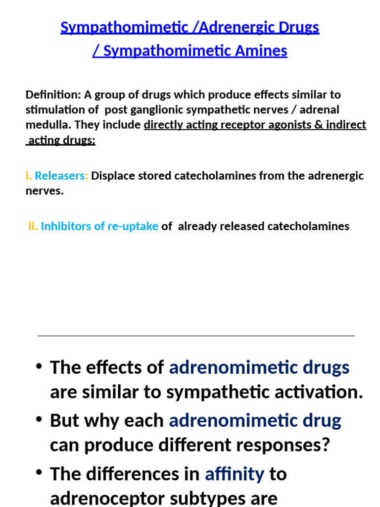 Sympathomimetic Agonist | PDF | Norepinephrine | Heart