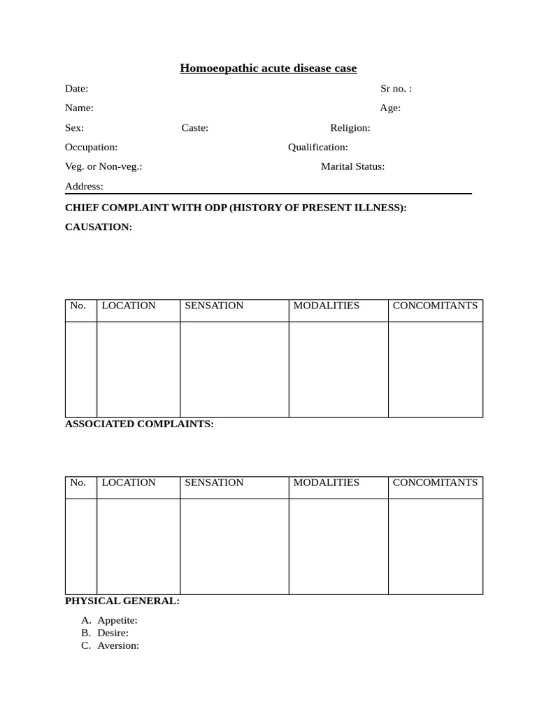 Homoeopathic Acute Case | PDF