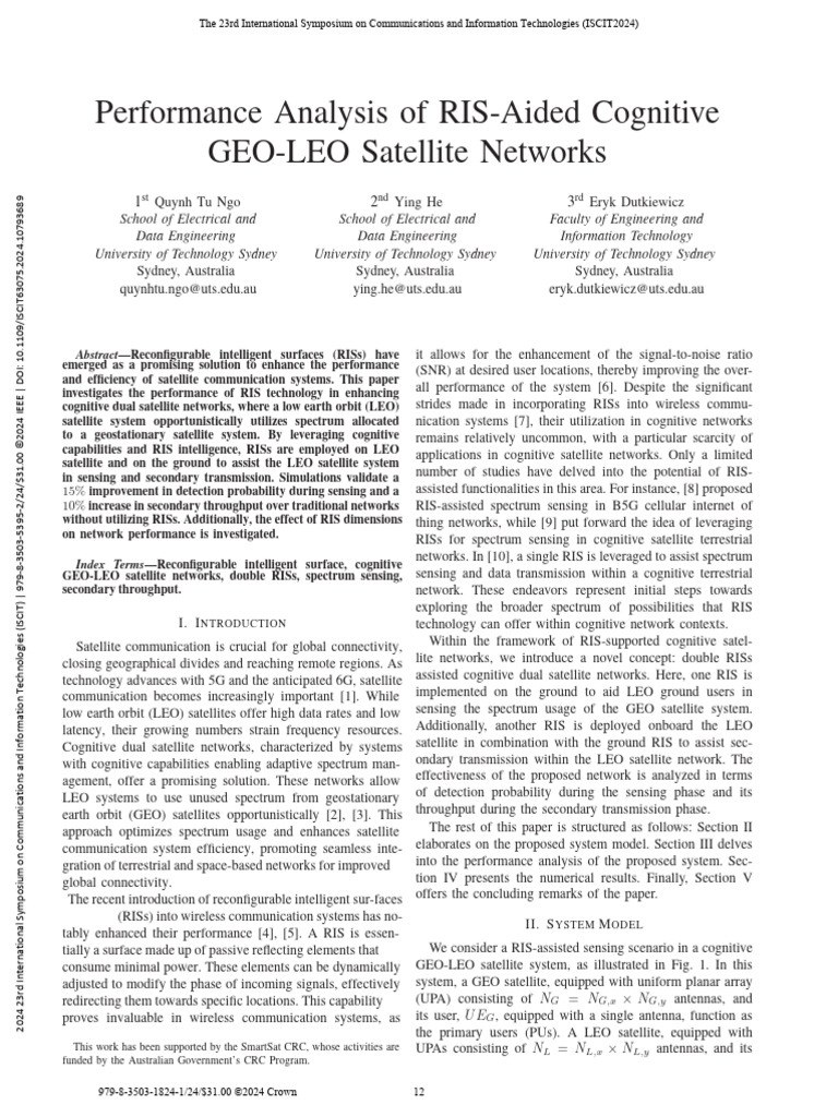 RIS-Enhanced Cognitive GEO-LEO Networks | PDF | Communications ...