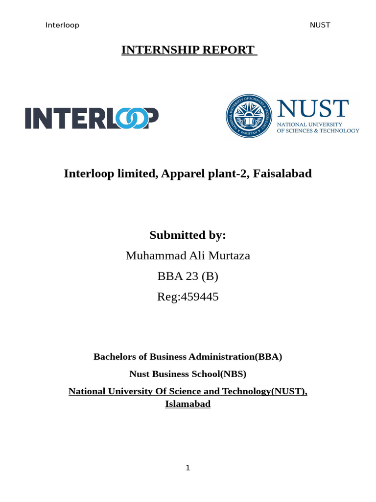 M.ali Internship Report Interloop | PDF | Knitting | Dye
