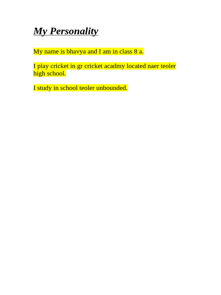 My Personality | PDF