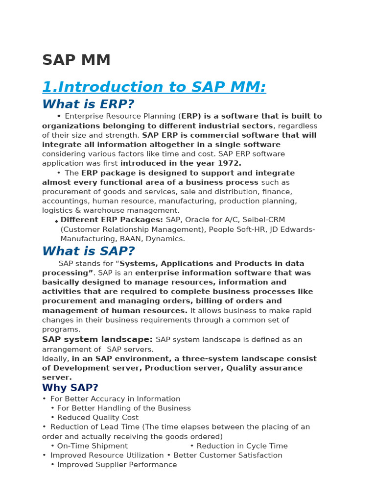 Overview of SAP MM Module Functions | PDF | Menu (Computing) | Procurement