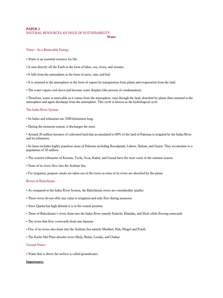 Geography Notes Forest+Minelars+Water | PDF | Indus River | Mining
