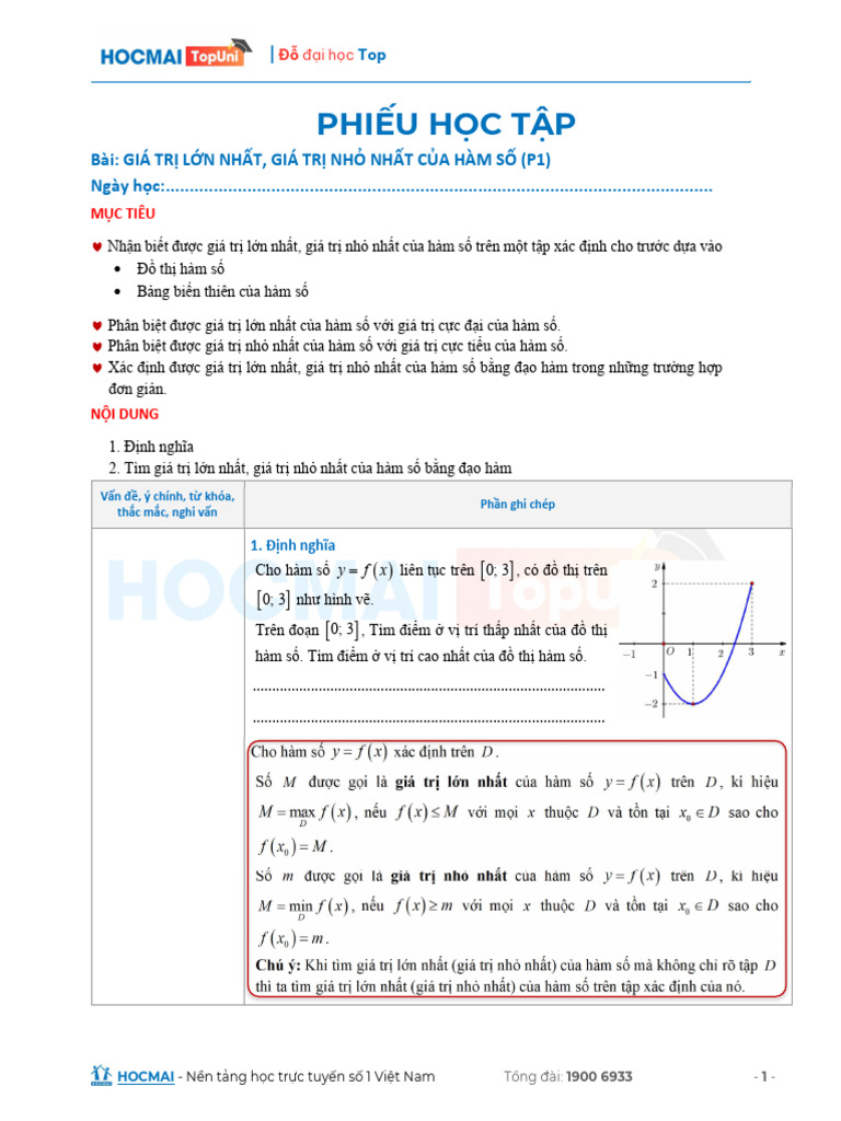 05 TopUni GTLN GTNN Cua Ham So P1 Toan 12 | PDF