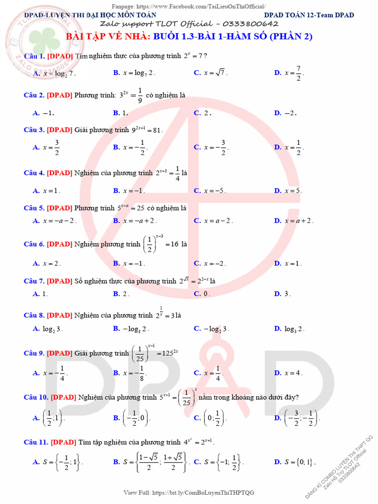 BTVN b13 Bai 1 Ham So p2 | PDF