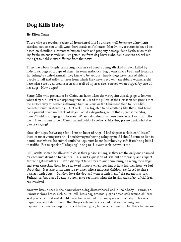 Dog Kills Baby PDF Dogs Jesus