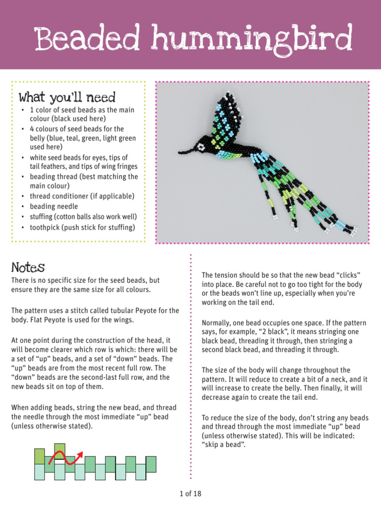 Hummingbird Beading Pattern Guide | PDF | Bead | Textile Arts