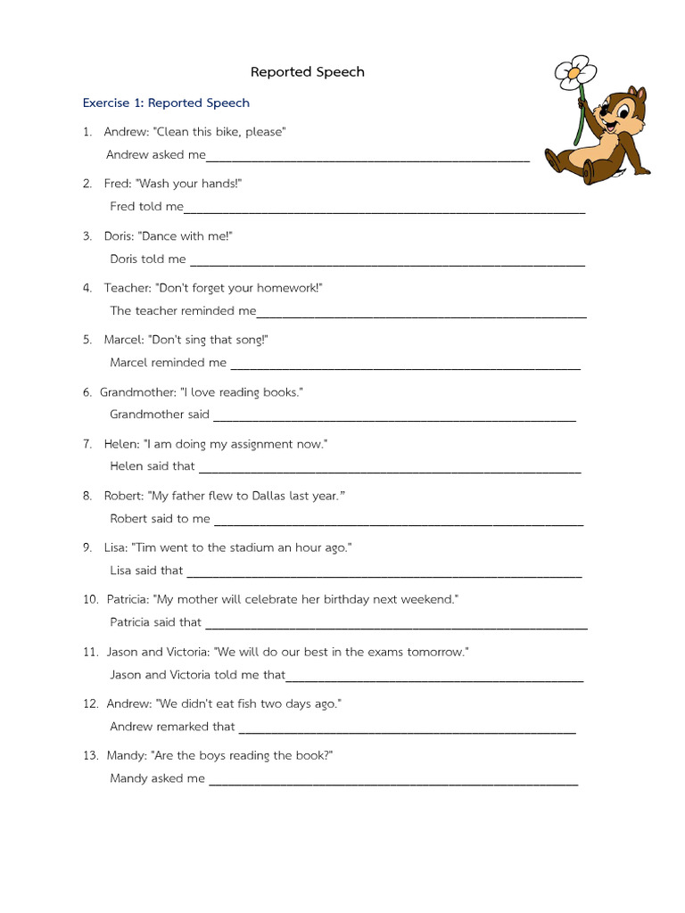 Reported Speech Exercise | PDF