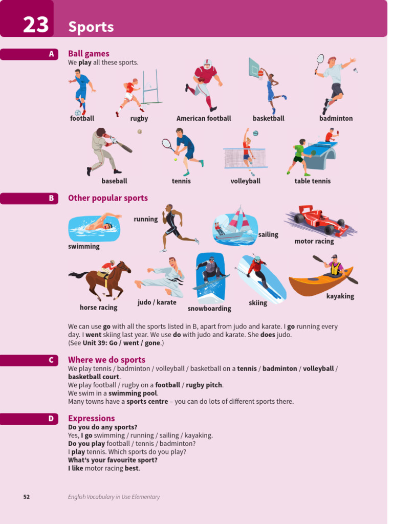 English Vocabulary: Sports and Films Guide | PDF