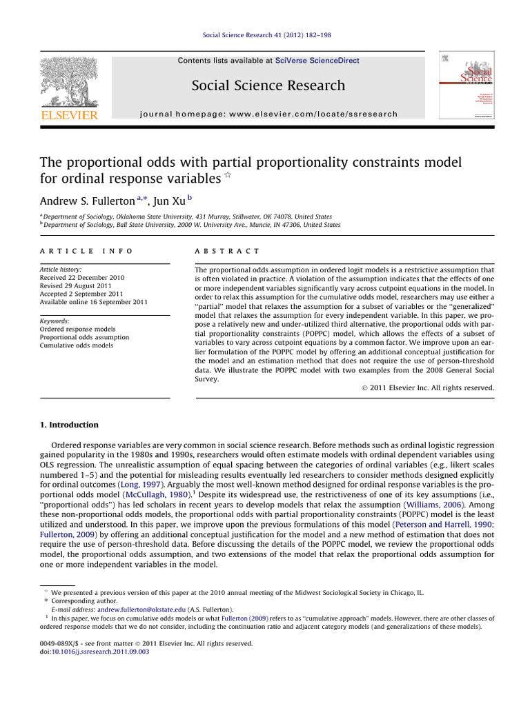 POPPC Model for Ordinal Response Analysis | PDF | Logistic Regression ...