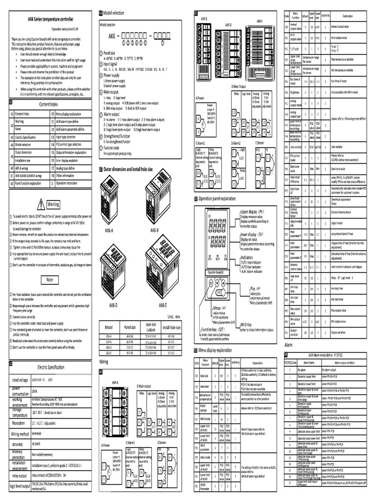 Manual Temperature Controller Winpark AK6 | PDF