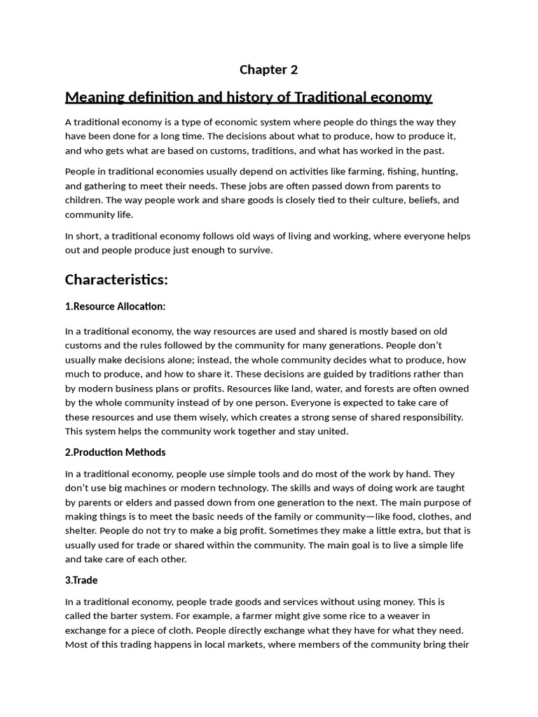 Understanding Traditional Economies | PDF | Agriculture | Nature