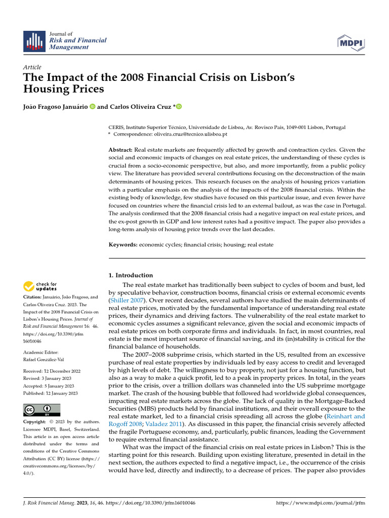 Impact of 2008 Crisis on Lisbon Housing | PDF | Real Estate Economics ...