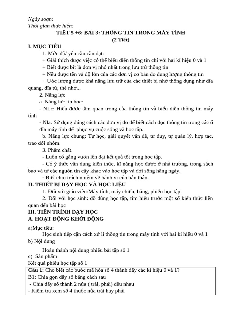 Tin 6 Bài 3 | PDF
