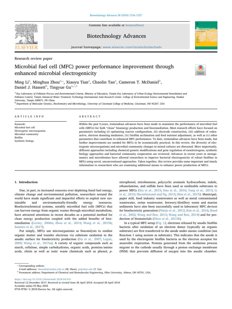 Enhancing Microbial Fuel Cell Performance | PDF | Biofilm | Redox