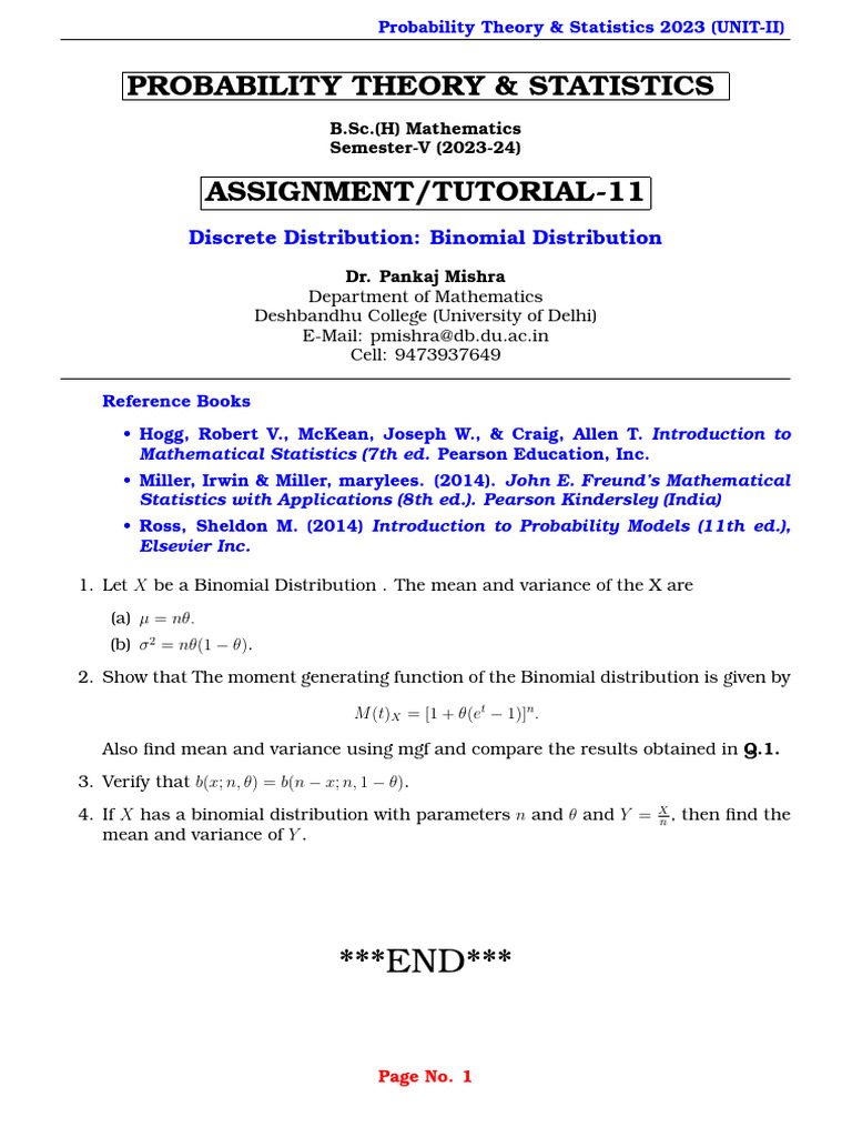 Binomial Distribution Assignment 2023 | PDF