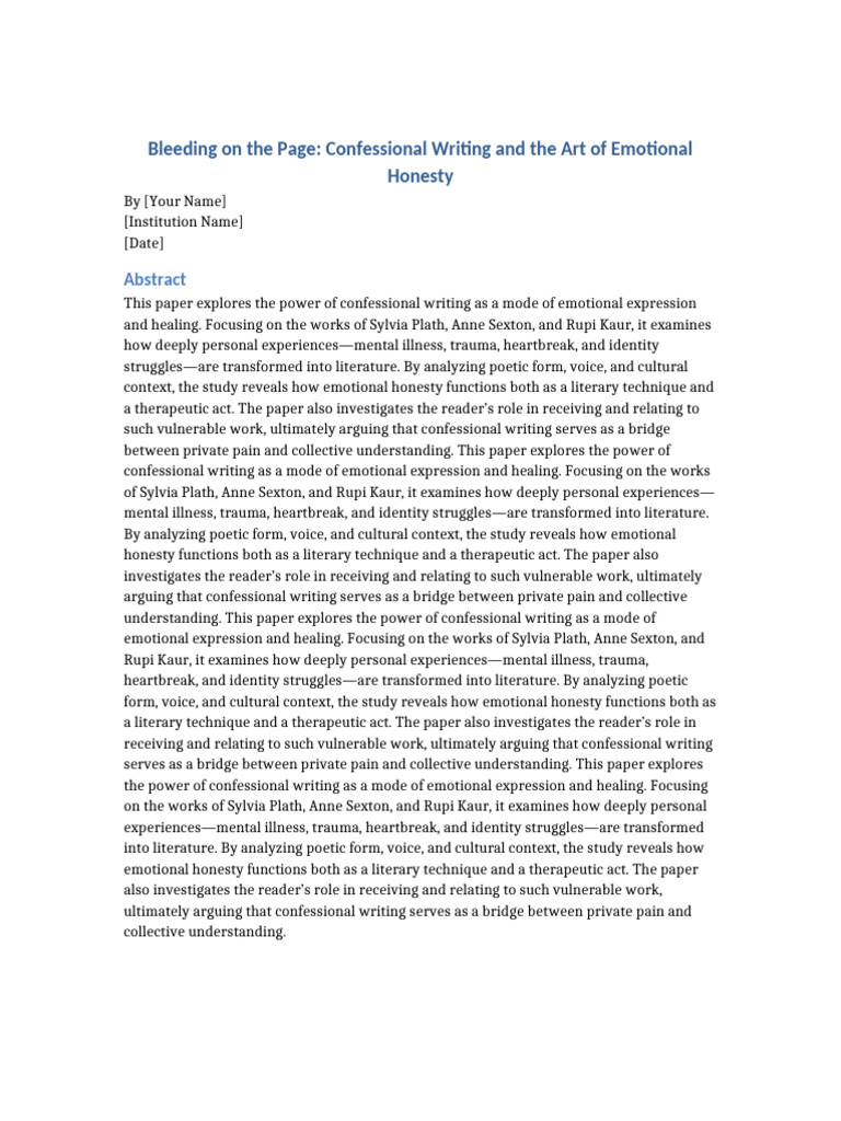 Bleeding On The Page Expanded Research Paper | PDF | Writing | Poetry