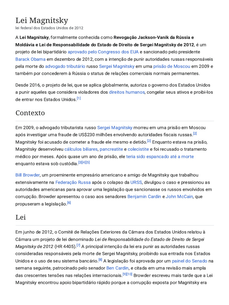 Lei Magnitsky: Responsabilidade Global | PDF | Governo | Justiça