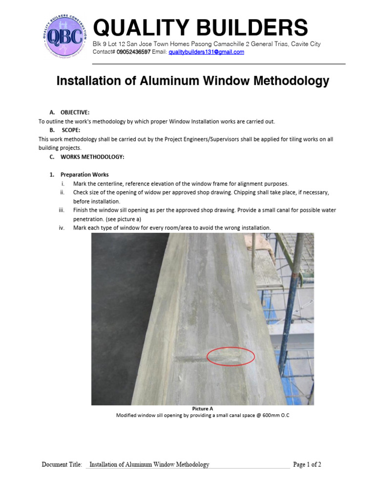 Aluminum Window Installation Guide | PDF | Building Engineering | Materials
