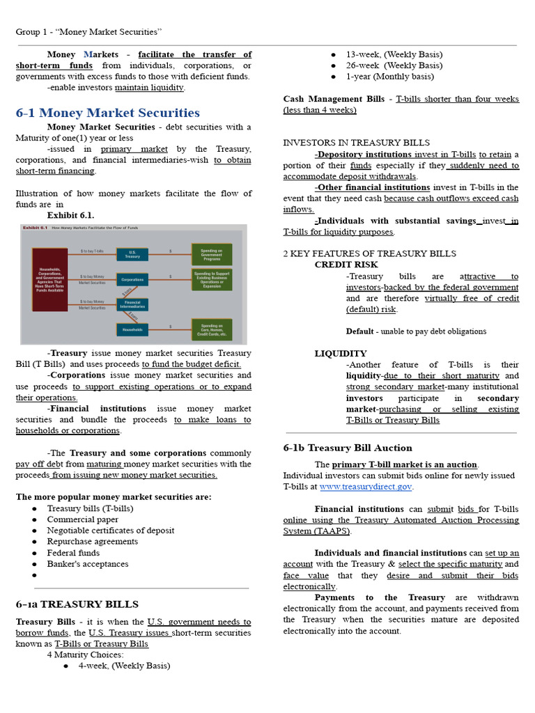 Overview of Money Market Securities | PDF | United States Treasury ...