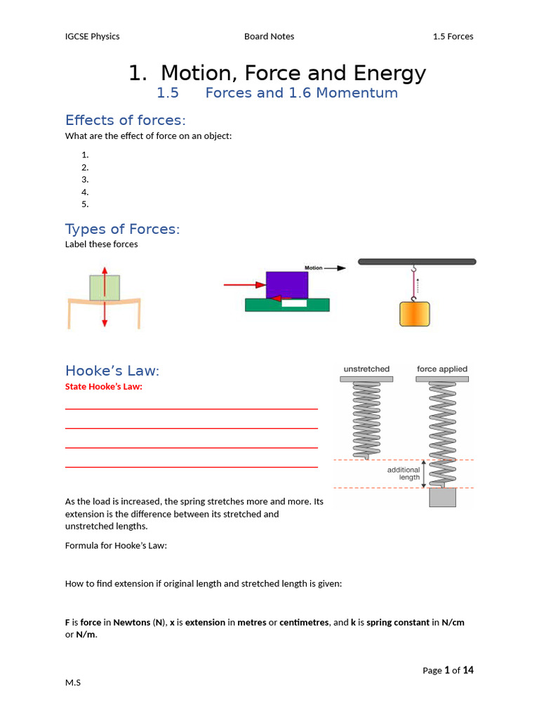 IGCSE Physics: Forces and Motion Concepts | PDF | Force | Buoyancy