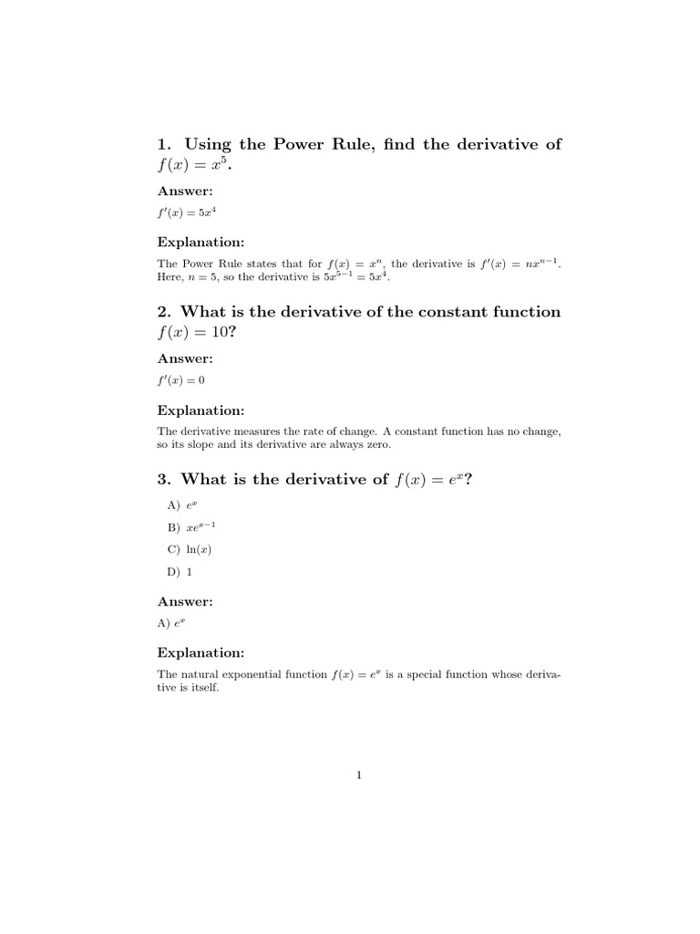 Derivative Calculations and Rules Explained | PDF | Mathematical ...