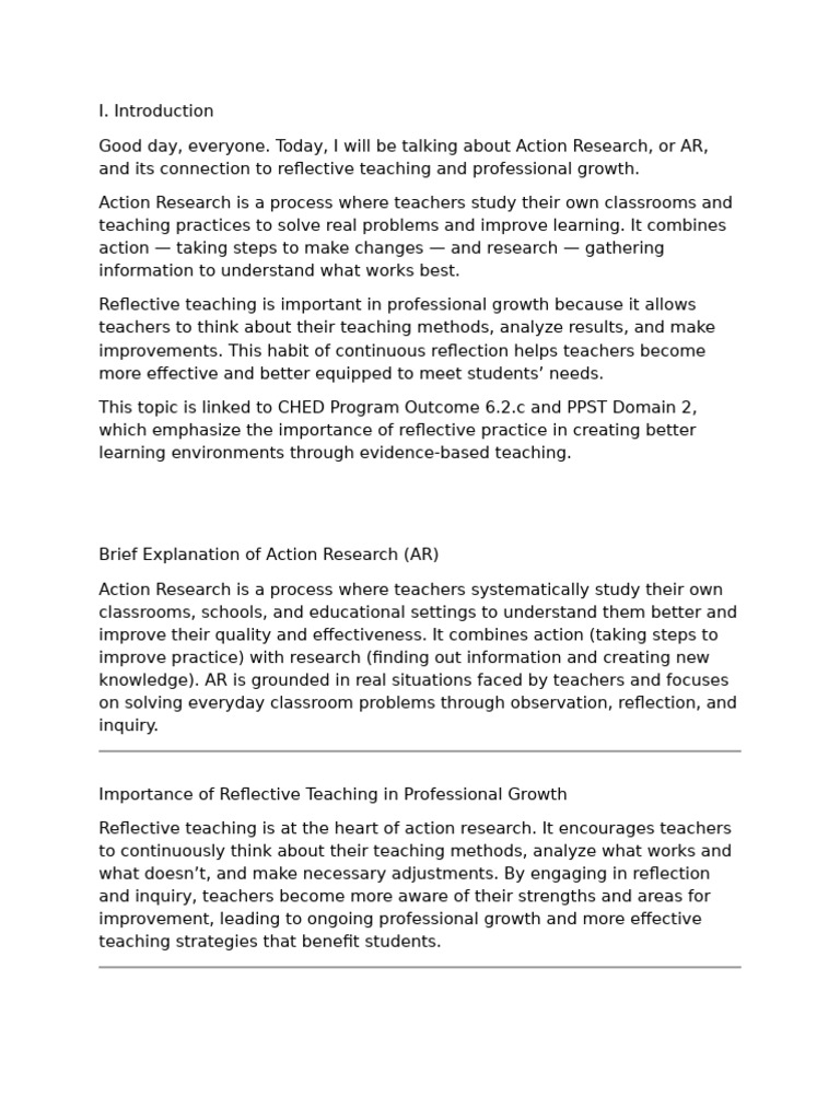 Action Research and Reflective Teaching | PDF | Teachers | Learning