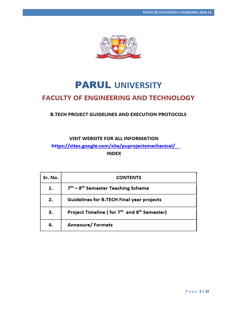 B.Tech Project Guidelines 2018-19 | PDF | Abstract (Summary) | Software ...