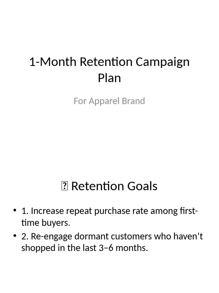 1-Month Retention Plan for Apparel Brand | PDF
