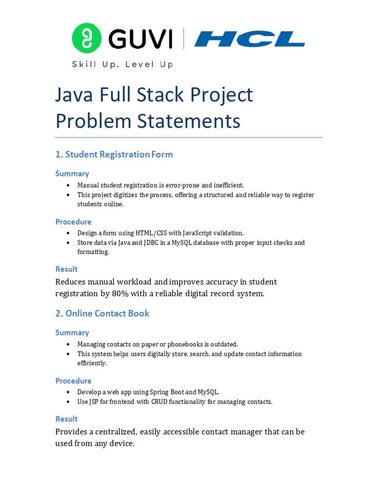 Web Development Project Problem Statements | PDF | My Sql | Databases