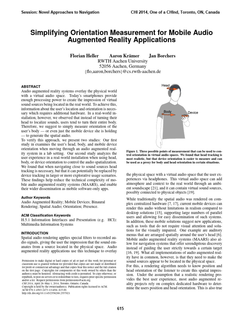Simplifying Orientation Measurement For Mobile Audio Augmented Reality ...