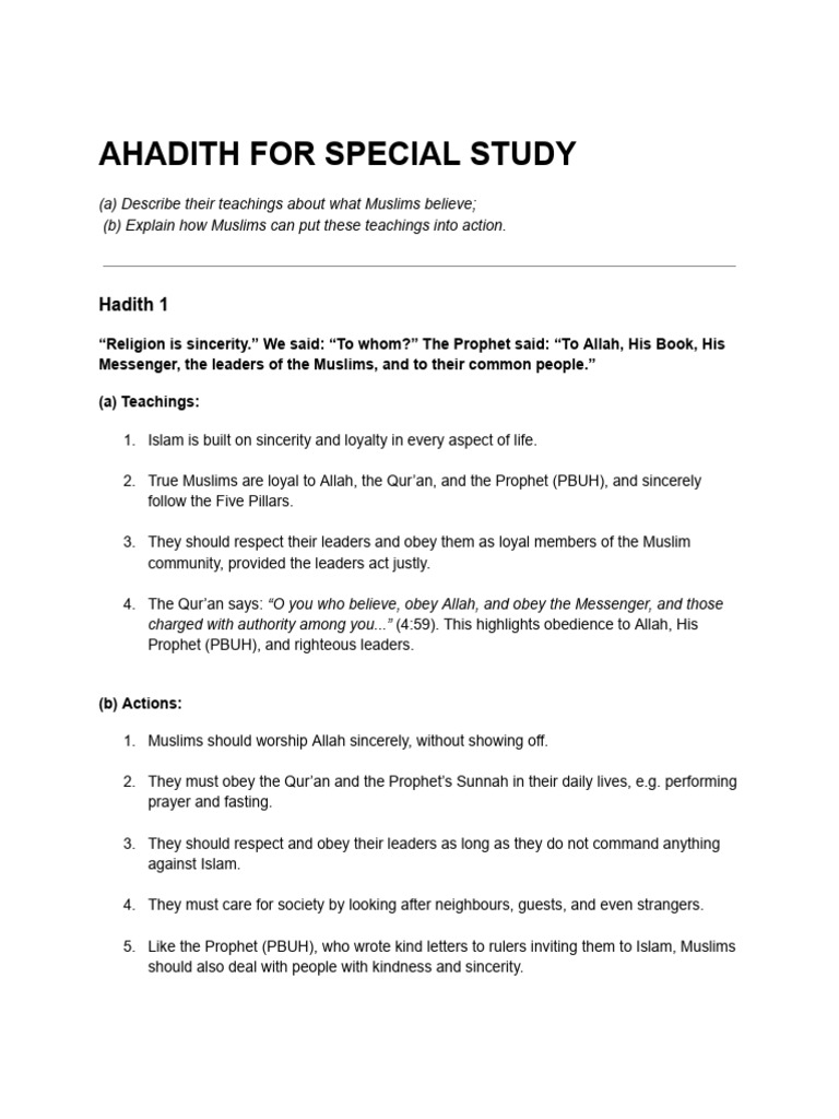 New AHADITH FOR SPECIAL STUDY | PDF | Hadith | Muhammad