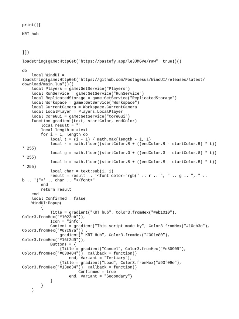 KRT Hub Script for Roblox | PDF | Computer Architecture | Computing ...