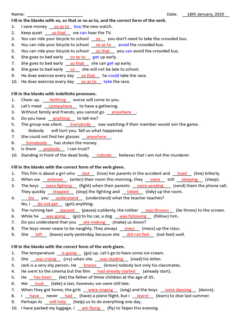 2025-01-18 Tom Revision Exercise | PDF