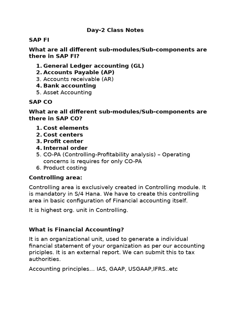 SAP FI and CO Sub-modules Overview | PDF | Financial Accounting ...